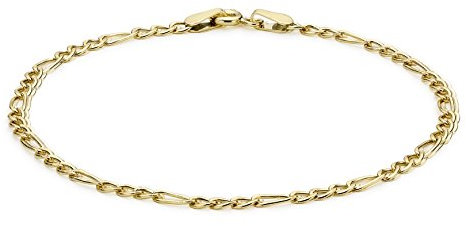 CARISSIMA Damen-Armband 9ct Yellow Hollow Figaro Anklet 25cm/10 375 Gelbgold-1.25.0106