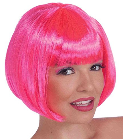 Forum Novelties Neon Pink Sassy Bob Adult Costume Wig with Bangs One Size