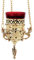 Lampe a huile en bronze a suspendre, culte chretien orthodoxe Grec avec coupelle en vevre rouge pour les veillée bougie 9503b