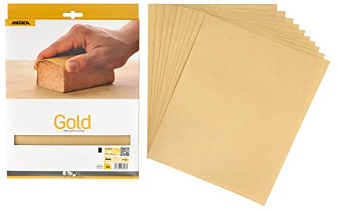 Mirka Schleifbögen Gold 230x280 mm Korn P180 10 Stück | Schleifbögen Korn P180 ideal für Gips Spachtel Spanplatten Holz Lack vielseitig und langlebig