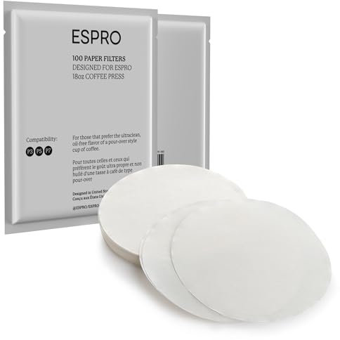 ESPRO 100 Count Coffee Paper Filters Coffee French Press, P3/P5/P6/P7, 18 Ounce