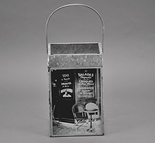 KUHEIGA Laterne H: 24cm Metall Windlicht Bistro Zink Laterne antik Metalllaterne