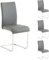 Lot de 4 chaises de Salle à Manger Leticia piètement chromé et revêtement synthétique Gris