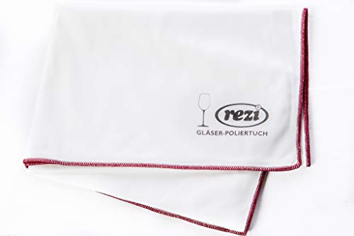 REZI Microfaserprodukte GmbH Gläser-Poliertuch, Weiß, Rot Umrandet, 47 x 60 cm