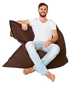 QSack Kultsack, Kunstleder Sitzsack, mit Inlett, EPS Mikroperlen Sitzsack Füllmaterial aus Deutscher Qualitätsfüllung, Neu (Dunkelbraun)