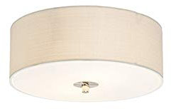 Qazqa - Modern Ländliche Deckenleuchte I Deckenlampe I Lampe I Leuchte Creme 30 cm - Drum mit Schirm JuteI 2-flammig I Wohnzimmer I Schlafzimmer - Textil Rund - LED geeignet E27
