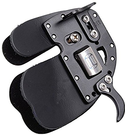 Decut New RUGBII Bogenschießen Finger Tab Wache Leder Einstellbare (klein (Schwarze Platte), Left) | Leder Einstellbare (klein