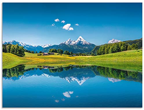 ARTland Wanddeko Wandbild Alu Verbundplatte für Innen & Outdoor Bild 120x90 cm Landschaften Berge Fotografie Blau Landschaft in den Alpen T9QB