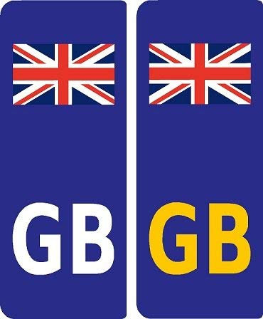 2 x Motorcycle Motorbike GB Union Jack Flag Car Number Plate Vinyl Stickers United Kingdom EU Brexit GB by Ellis Graphix