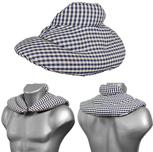 Nackenhörnchen mit Stehkragen Bio-Stoff blau-weiß. Rapssamenkissen. Nackenkissen Wärmekissen - Ein sehr wohliger Nackenwärmer