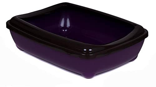 Katzentoilette Schale 57 cm mit Rand braun Unterschale lila