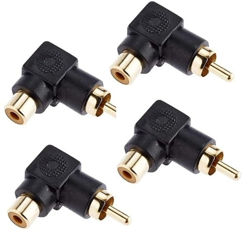 sound-way - 4X Piezas de Conectores RCA Macho a RCA Chapados en Oro, Adaptadores en ángulo Recto de 90 Grados