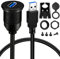 Batige USB 3.0 maschio A USB 3.0 femmina AUX flush mount supporto auto Cavo di prolunga per auto, camion, barca, moto cruscotto pannello – 0,9 m