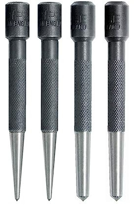 Eclipse Professional Tools 351W Set of 4 Round Head Center Punches 3.2mm (1/8) - 6.35mm (1/4) Point Diameter