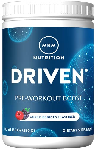 MRM Nutrition Driven Pre Workout Powder - Clean Preworkout for Women & Men, Supports Energy, Focus & Strength with Beta-Alanine & Caffeine, Vegan, Gluten-Free - 29 Servings, Mixed Berry Flavor