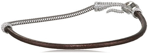 caï women Damen-Armband SNAKE 925 Silber rhodiniert Leder Zirkonia weiß 20 cm - C1616B/90/03/20