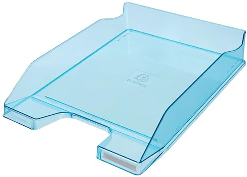 Exacompta 113236D Premium Briefablage Combo Midi DIN A4. Idealer Briefkorb für Ihre Organisation. Robuster und stapelbarer Ablagekorb türkisblau transparent glänzend