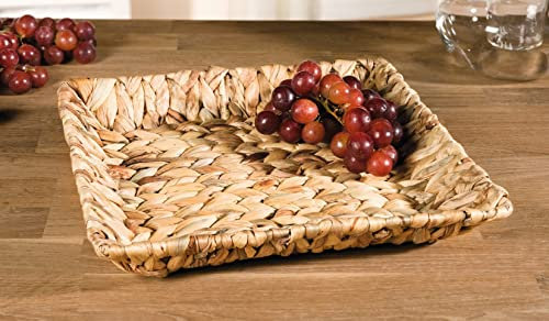 Schale in quadratischer Form, aus Wasserhyazinthe geflochten, 31x31 cm, Dekoschale, Obstschale