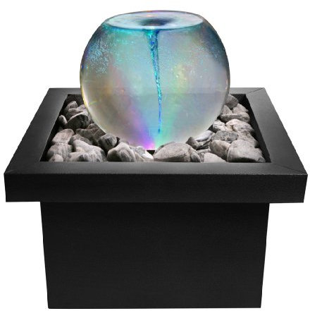 Primrose 52cm Orb Water Feature Vortex Outdoor Whirlpool with Multicolour LED Lights & Square Basin