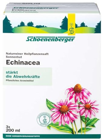 Schoenenberger - Echinacea naturreiner Heilpflanzensaft - 3x 200 ml Glasflasche - stärkt die Abwehrkräfte - freiverkäufliches Arzneimittel