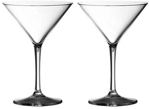 AIOS Pair of Martini Cocktail Glasses Made from Unbreakable Polycarbonate. Ideal for Celebrations and Something a Little Different in a Crystal Clear Finish.
