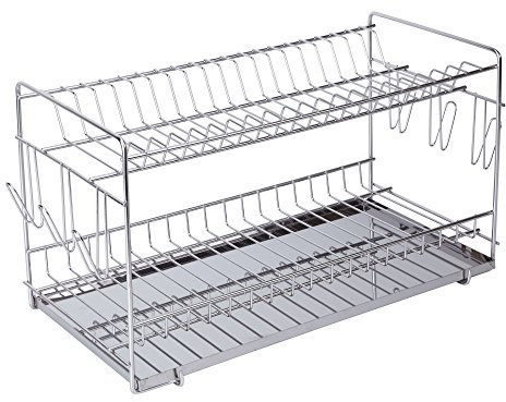 Sauvic Escurreplatos de Acero Inoxidable Super 49x22,5x27 cm. para 20 Platos