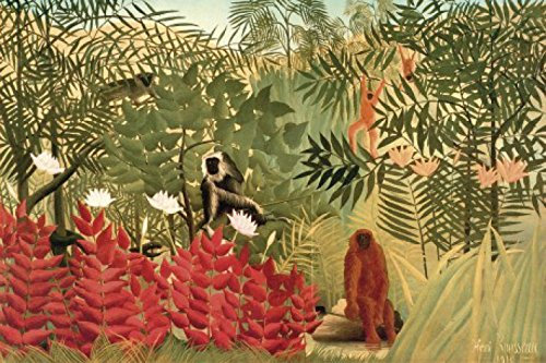 1art1 Henri Rousseau Sticker Mural Forêt Tropicale avec Singes, 1910 Poster Papier Peint Autocollant 180x120 cm