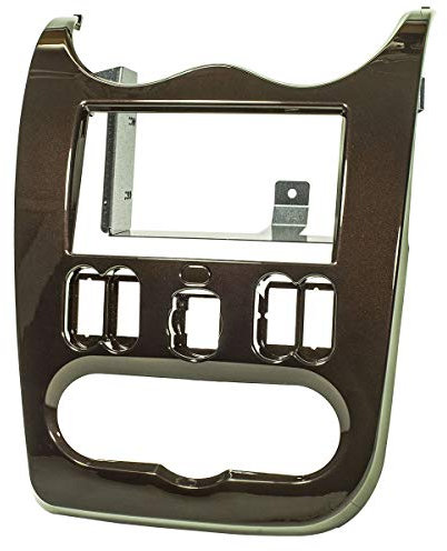 tomzz Audio 2409-010 Doppel DIN Radioblende kompatibel mit Dacia Duster Logan Sandero ab 2010-2012 Dunkelbraun glänzend