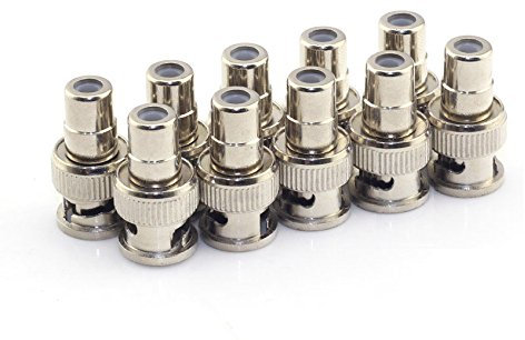 RuiLing Lot de 10 adaptateurs RCA femelle vers BNC mâle Connecteur coaxial pour vidéo CCTV