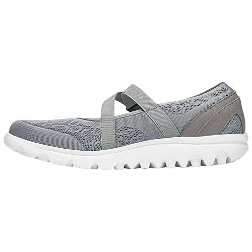 Propét Women's TravelActiv Mary Jane Style Lightweight Breathable Walking Shoes, Silver, 5
