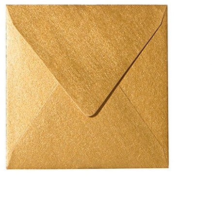 Paper24 50 Quadratische Briefumschläge 155 x 155 mm, 15,5 x15,5 cm Gold 100 g/m² Dreieckslasche