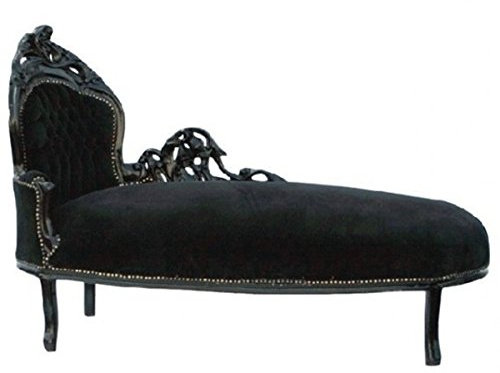 Casa Padrino Barock Chaiselongue Schwarz/Schwarz Linke Seite - Möbel Recamiere Liege