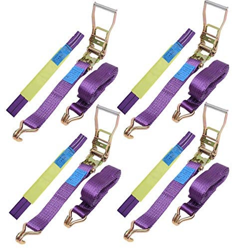 KATSU Cinghie di recupero a cricchetto 4 pezzi (4,5m x 50mm) 5000 kg cinghie di fissaggio a cricchetto con ganci e estremità in metallo per lo spostamento camion auto