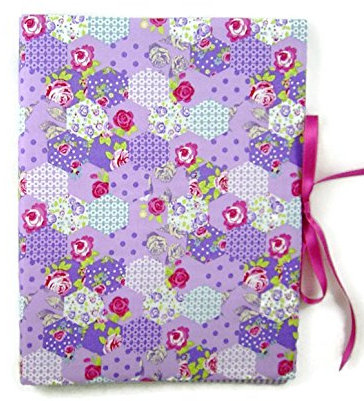 bettina bruder - Sammelmappe DIN A4 - innen 30 Sichthüllen - Patchwork Blumen lila pink - innen Vichykaro