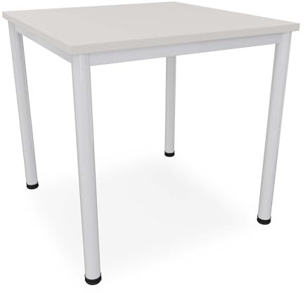 Schreibtisch Verschiedene Größen und Farben, Konferenztisch graues Metallgestell, Stabiler Besprechungstisch Arbeitstisch, Bürotisch hauseigene Fertigung (B: 80 cm x T: 80 cm, Lichtgrau)