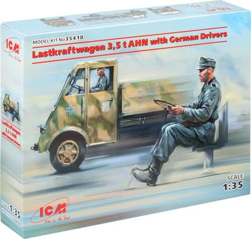 ICM 35418 Lastkraftwagen 3,5t AHN w.German Drivers Modellbausatz, grau