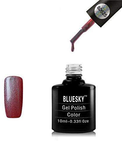 Bluesky Gel Nail Polish 10ml, Patina Buckle - 80625, Red Glitter | Dense ruby sparkle that builds solid in two coats or scatters in one over a darker shade. Made for party nails.