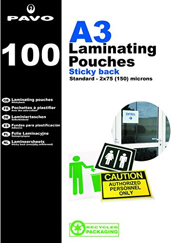 Pavo 8004652 Laminierfolien DIN A3, selbstklebend, 100-er Pack, glänzend