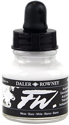 Daler-Rowney FW Acrylic Ink, Glass Bottle with Dropper, 1oz - 29.5 ml, White