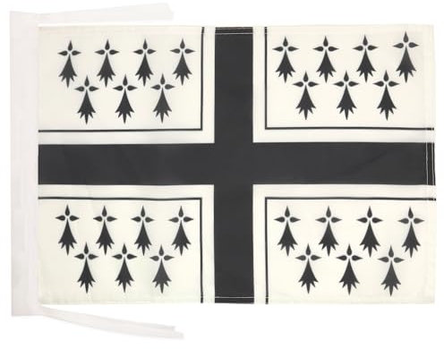 AZ FLAG - Drapeau Bretagne marine - 45x30 cm - Pavillon Pavillon Marin Breton 100% Polyester Avec Deux Cordelettes - 20g
