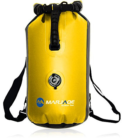 Wildgrow Sac étanche 30 L avec double bretelles, poignée de transport à la main, Valve de gonflage pour la navigation Kayak Canoë Rafting Natation, jaune