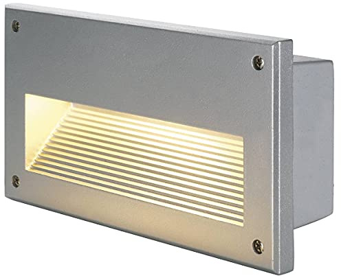 SLV BRICK DOWNUNDER | LED Wandeinbaustrahler, Einbauleuchte, Wandstrahler, Wandeinbauleuchte für Treppenhaus, Eingangsbereich, Indoor | E14, grau, IP44, 22,7 cm