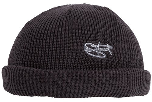 2Stoned Rollmütze Docker Beanie Dunkelgrau mit Stickmotiv Classic Logo in Einheitsgröße für Damen, Herren und Kinder