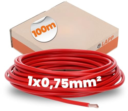 Lapp Aderleitung H05V-K 1 x 0,75 mm² - Flexible Litze, Rot, 100 m Spule | Feindrähtiges Kupferkabel für Schaltanlagen - Artikel 4510042 - PVC Einzelader für interne Verdrahtung und Montage