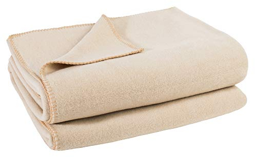 Soft-Fleece-Decke – Polarfleece-Decke mit Häkelstich – Flauschige Kuscheldecke – 220x240 cm – 020 Cream - von ’zoeppritz since 1828’