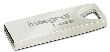 Integral 64GB USB Memory 2.0 Flash Drive Arc with metal casing for keyring, a stylish and elegant solution to transfer and back-up your files