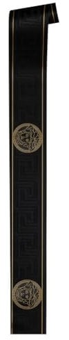 Versace wallpaper Vliestapete Greek Luxustapete geometrisch grafisch 5,00 m x 0,13 m metallic schwarz Made in Germany 935224 93522-4