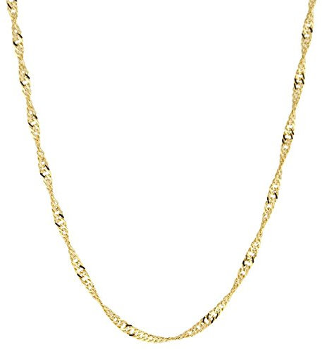 PRINS JEWELS 14 Karat / 585 Gold Singapur Kette Licht Zweiseitig Diamantiert Unisex, Länge Wählbar (60)
