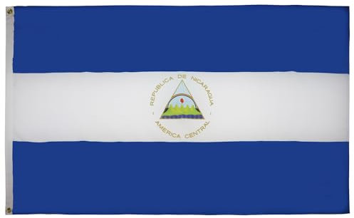 AZ FLAG - Bandera Nicaragua - 150x90 cm - Bandera Nicaragüense 100% Poliéster ligero Con Ojales de Metal integrados - 80g
