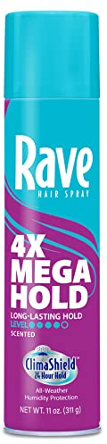 Rave 4X Mega Long-Lasting Firm Hold Scented Hair Spray for Heat Protection, Volume and Shine - ClimaShield for Extra Humidity & Minimizes Frizz